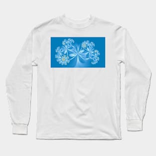 Blue Floral Design Long Sleeve T-Shirt